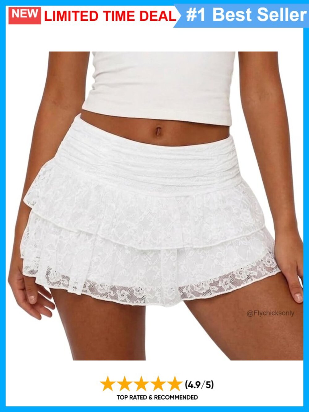 Lace Ruffle Mini Skort Smocked A-Line Tiered Skirt Y2K Coquette